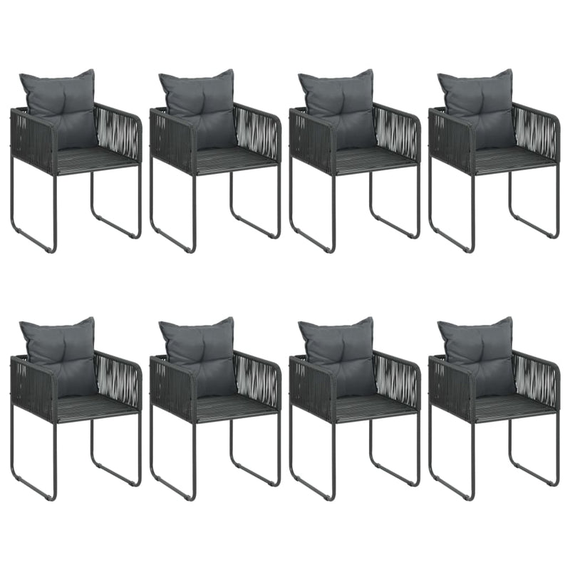 vidaXL 9 Piece Garden Dining Set PVC Rattan Black