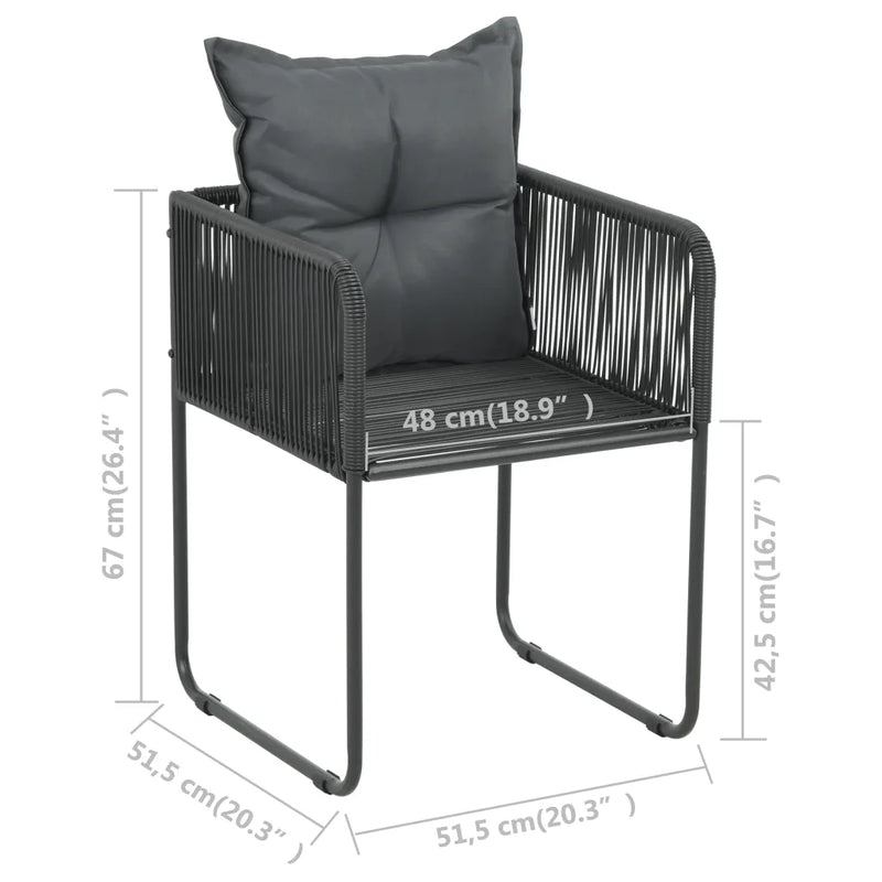 5 Piece Garden Dining Set PVC Rattan Black and Brown