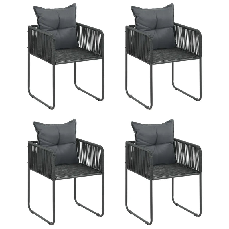 5 Piece Garden Dining Set PVC Rattan Black and Brown