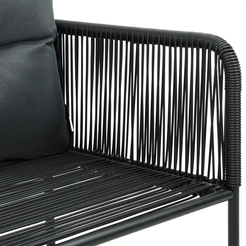 5 Piece Garden Dining Set PVC Rattan Black and Brown