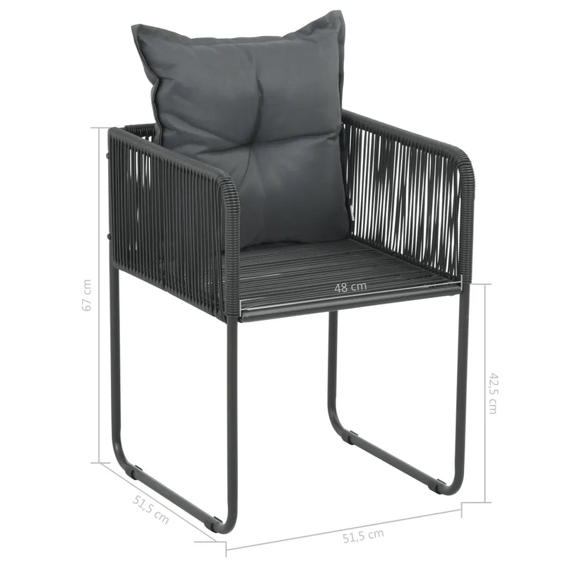 5 Piece Garden Dining Set PVC Rattan Black and Brown