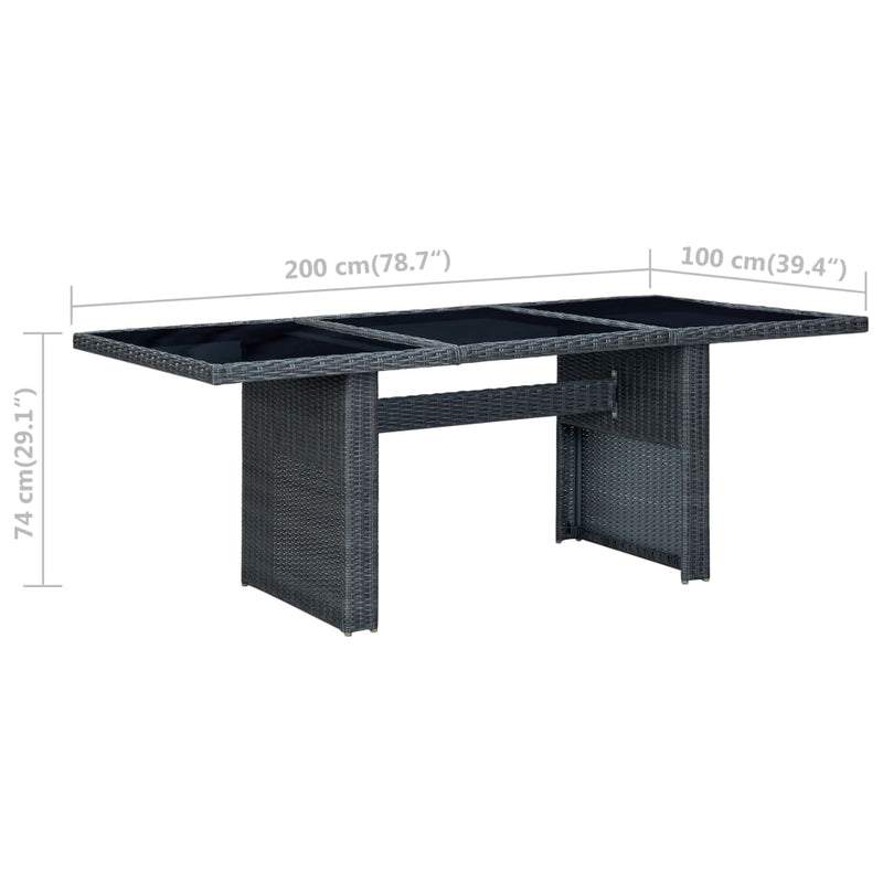 vidaXL 9 Piece Outdoor Dining Set with Cushions Poly Rattan Dark Grey