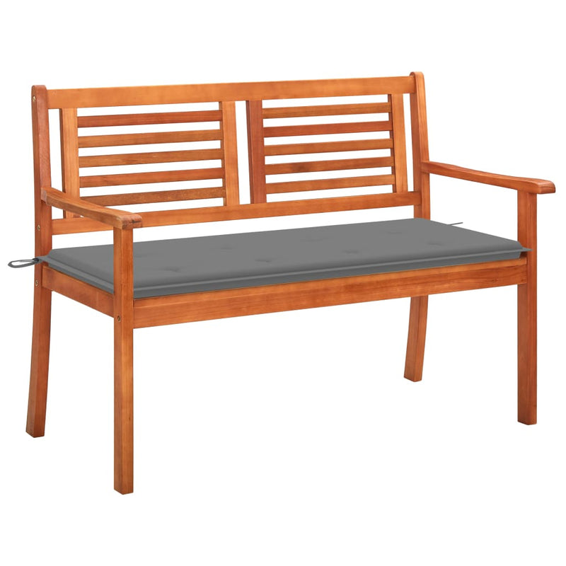 vidaXL 2-Seater Garden Bench with Cushion 120 cm Solid Eucalyptus Wood