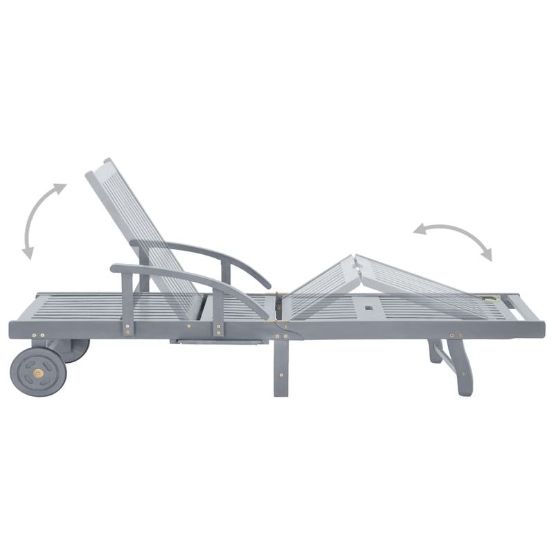 vidaXL Garden Sun Lounger with Cushion Solid Acacia Wood