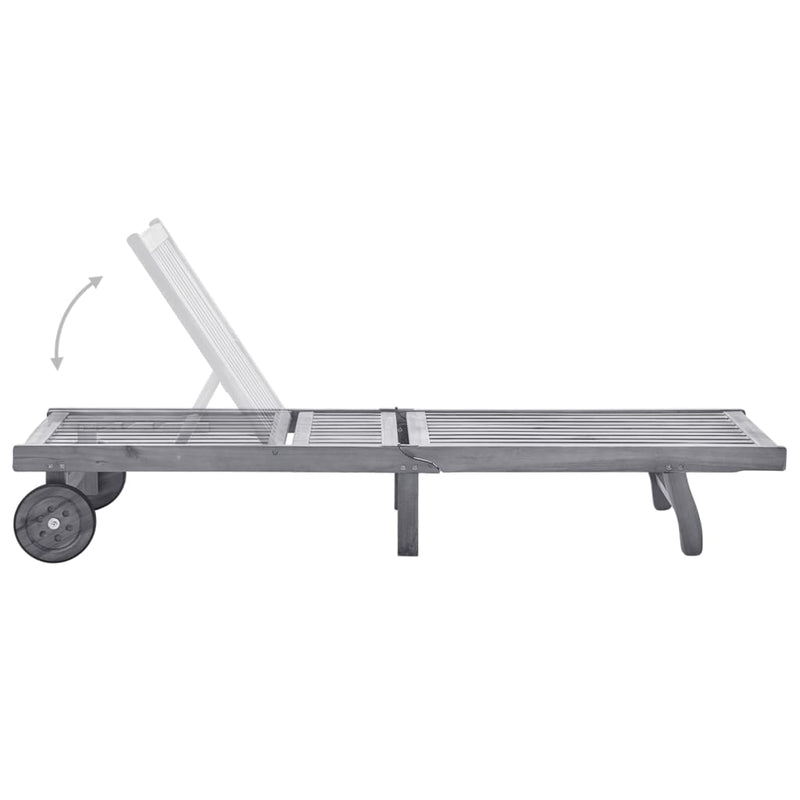 vidaXL Garden Sun Lounger with Cushion Grey Solid Acacia Wood