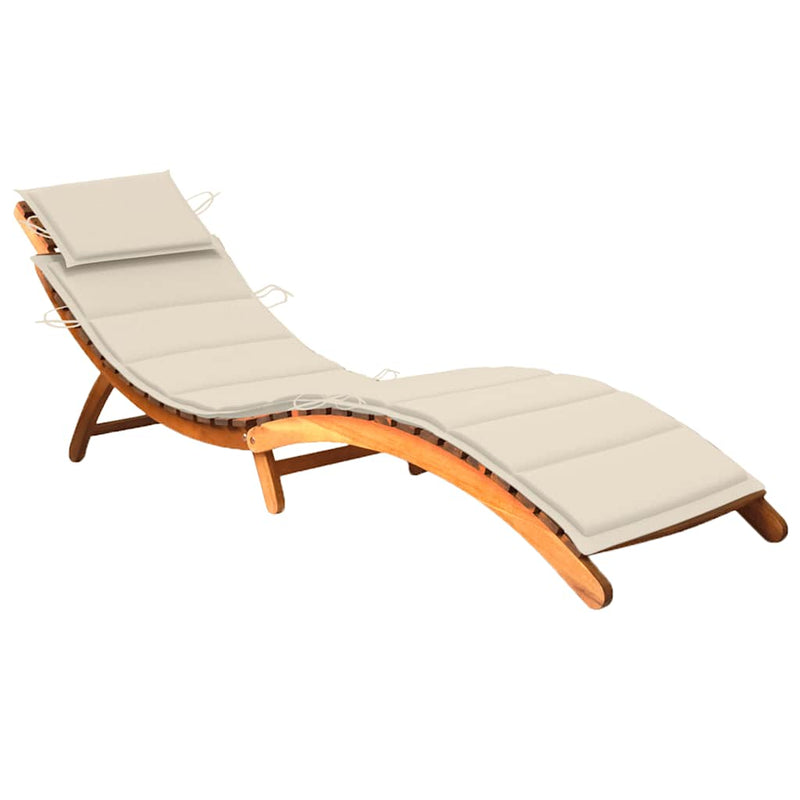 vidaXL Garden Sun Lounger with Cushion Solid Wood Acacia