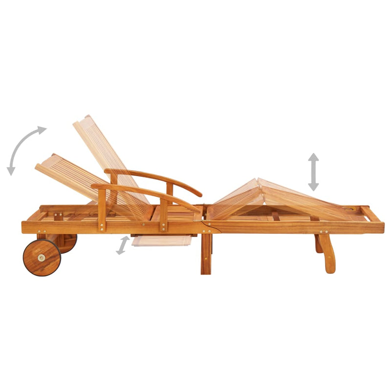 vidaXL Garden Sun Lounger with Cushion Solid Wood Acacia
