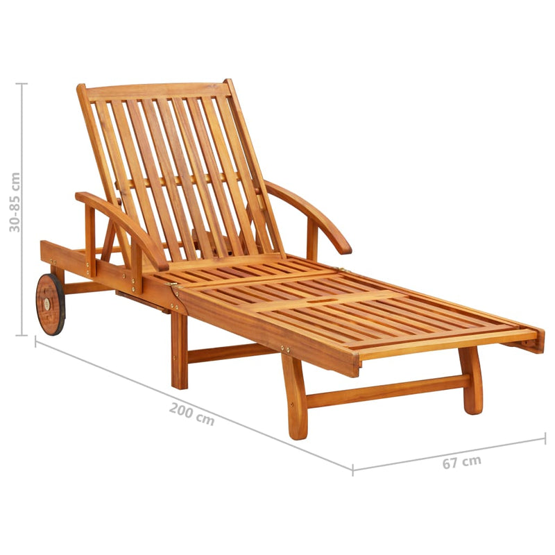 Garden Sun Lounger with Cushion Solid Wood Acacia
