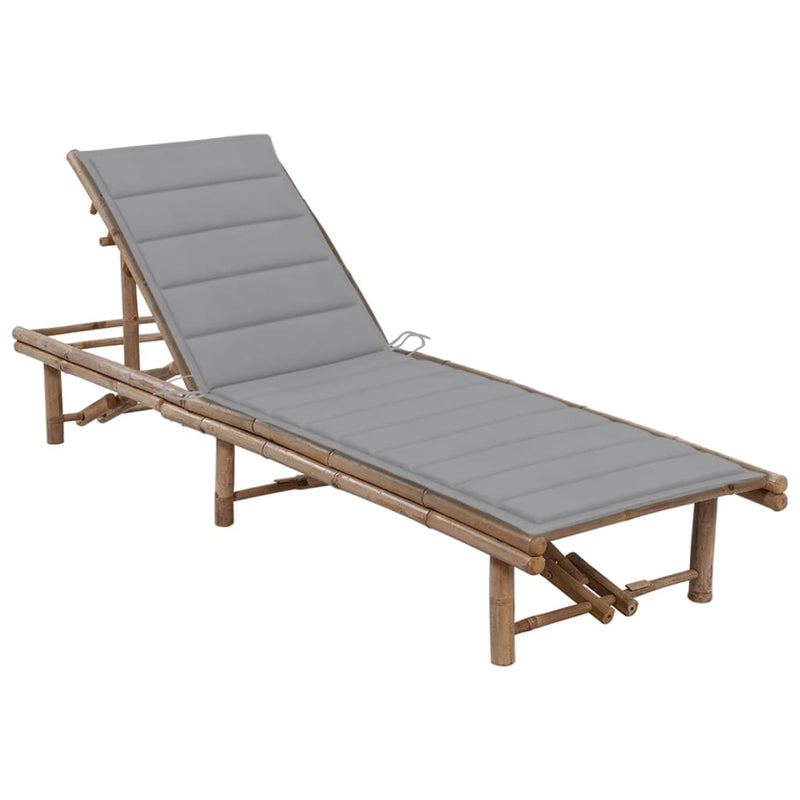 vidaXL Garden Sun Lounger with Cushion Bamboo