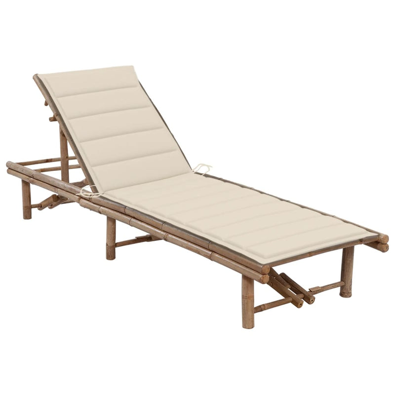 vidaXL Garden Sun Lounger with Cushion Bamboo