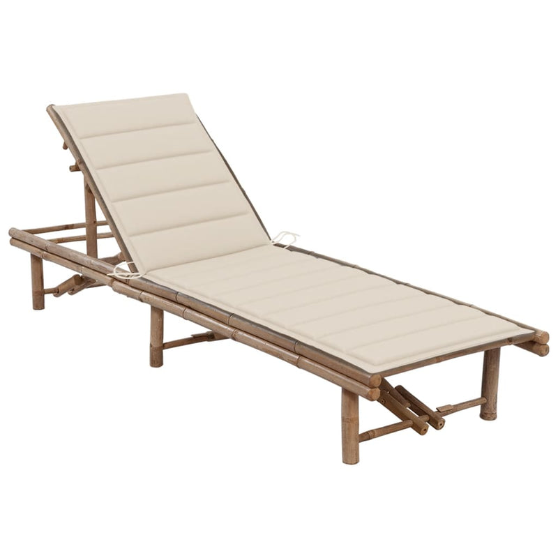 vidaXL Garden Sun Lounger with Cushion Bamboo