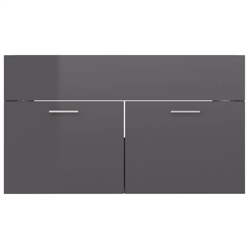 2 Piece Bathroom Furniture Set High Gloss Grey Engineered Wood