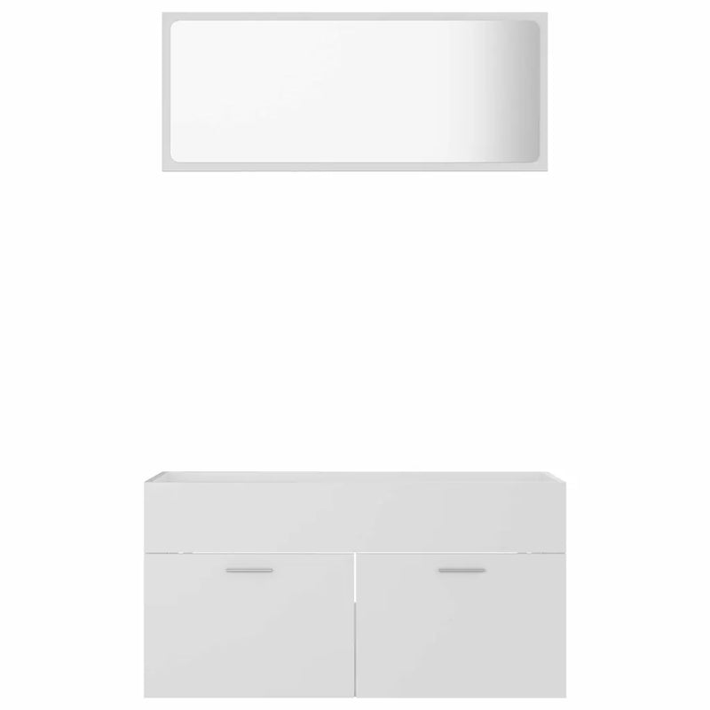2 Piece Bathroom Furniture Set White Engineered Wood