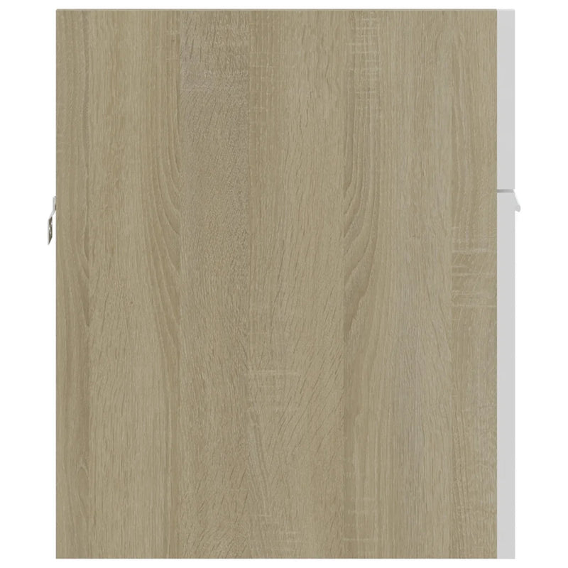 2 Piece Bathroom Furniture Set White and Sonoma Oak Engineered Wood