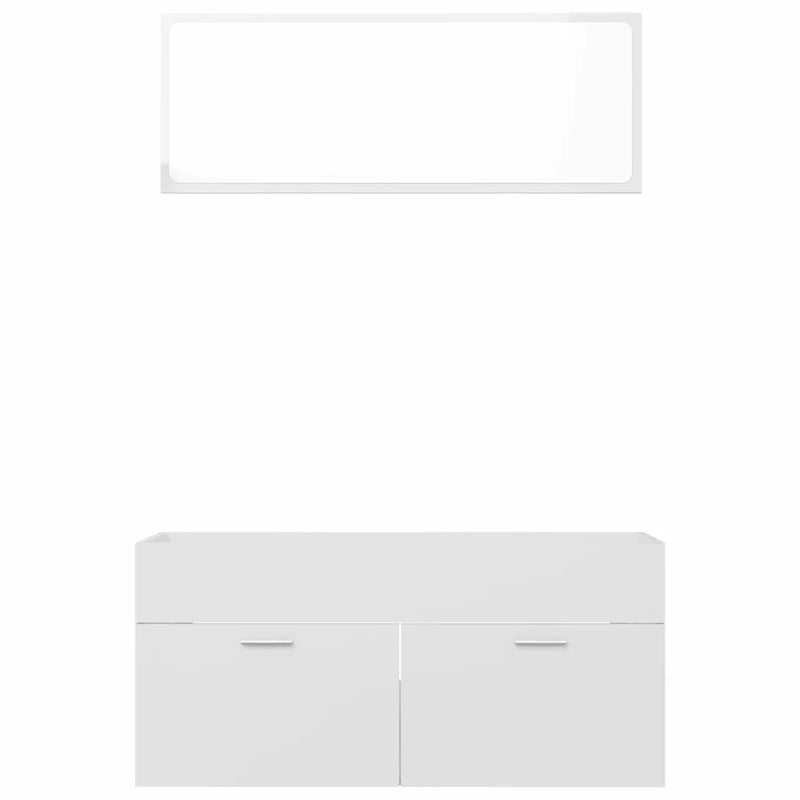 2 Piece Bathroom Furniture Set High Gloss White Engineered Wood