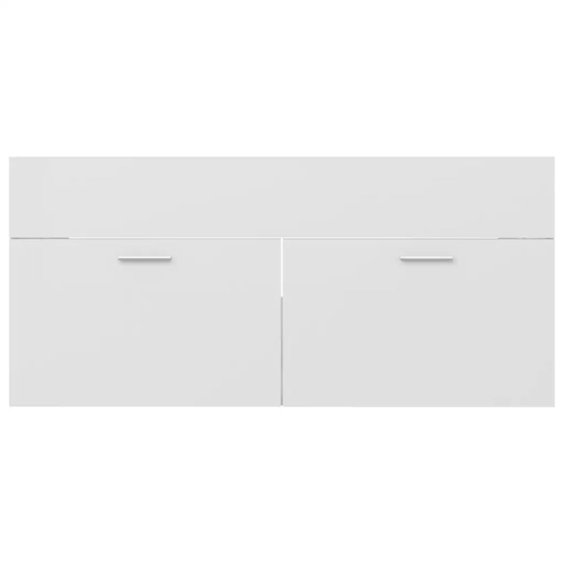 2 Piece Bathroom Furniture Set High Gloss White Engineered Wood