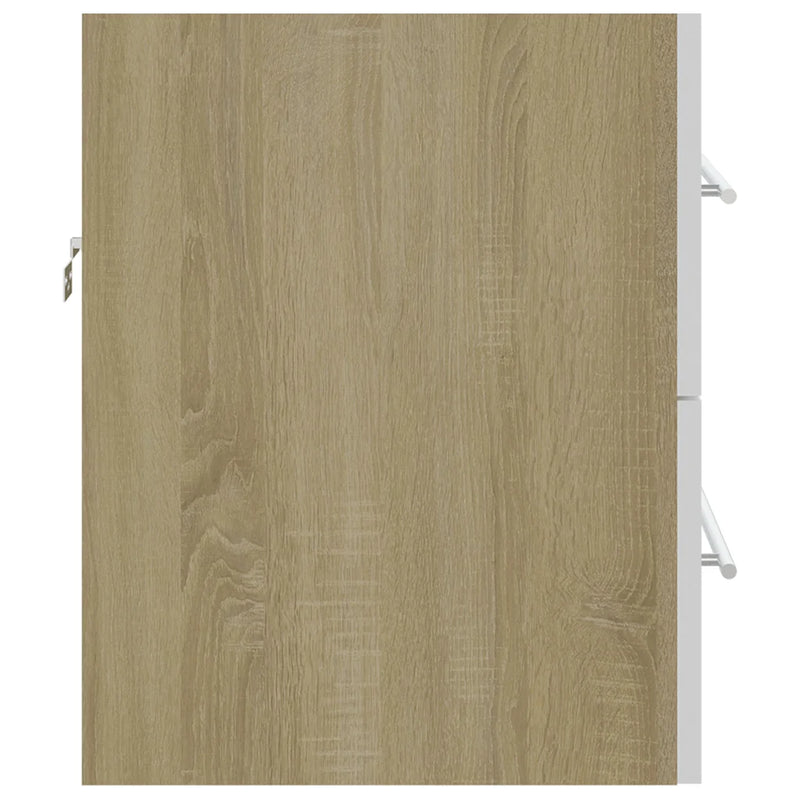 2 Piece Bathroom Furniture Set White and Sonoma Oak Engineered Wood