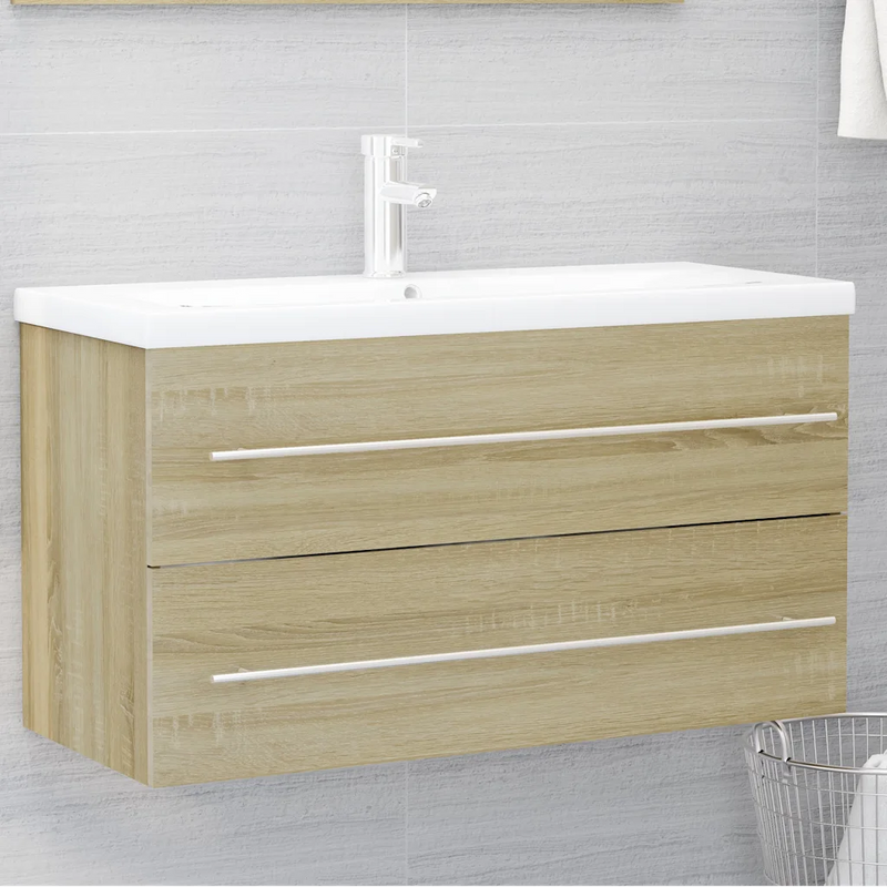 2 Piece Bathroom Furniture Set Sonoma Oak Engineered Wood