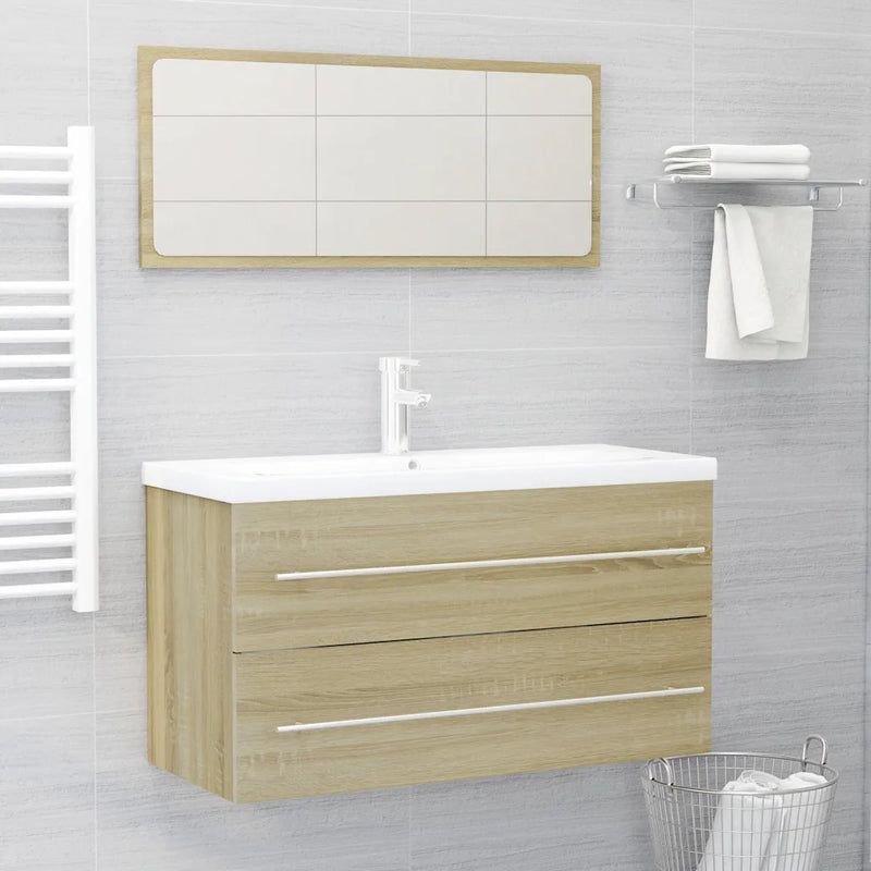 2 Piece Bathroom Furniture Set Sonoma Oak Engineered Wood