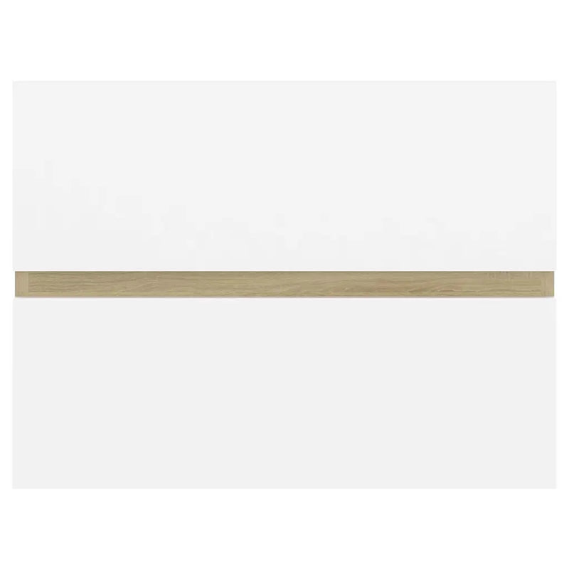 2 Piece Bathroom Furniture Set White and Sonoma Oak Engineered Wood