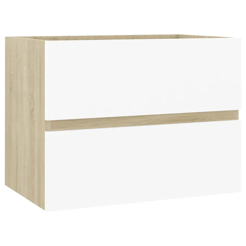 2 Piece Bathroom Furniture Set White and Sonoma Oak Engineered Wood