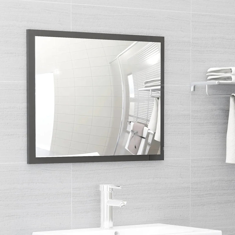 2 Piece Bathroom Furniture Set High Gloss Grey Engineered Wood
