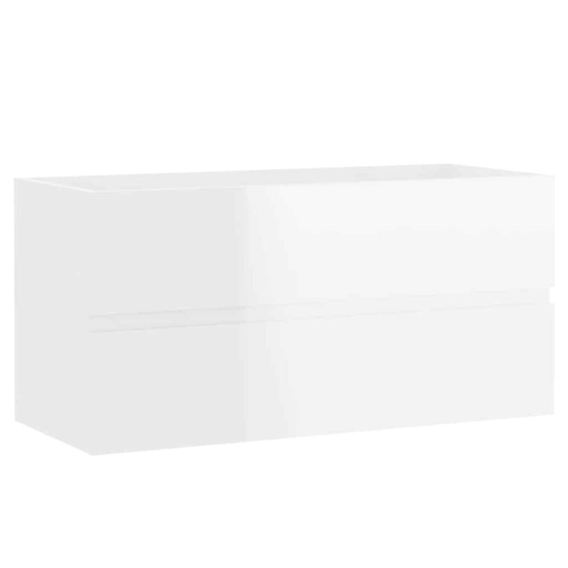 2 Piece Bathroom Furniture Set High Gloss White Engineered Wood