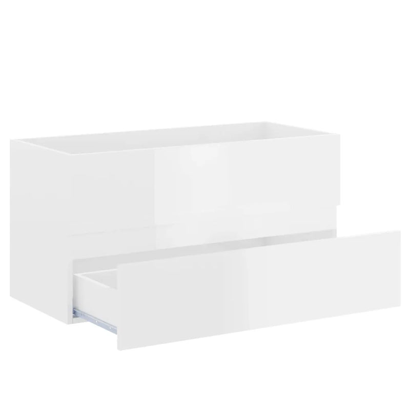 2 Piece Bathroom Furniture Set High Gloss White Engineered Wood