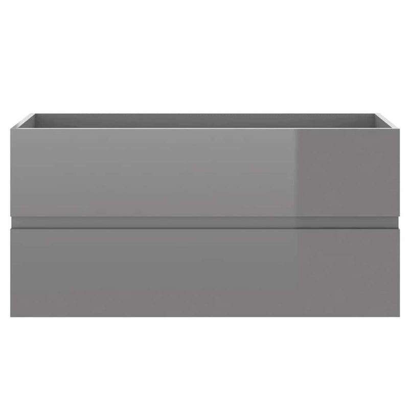 vidaXL 2 Piece Bathroom Furniture Set High Gloss Grey Engineered Wood
