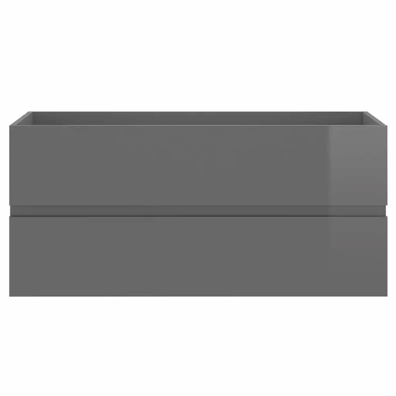 2 Piece Bathroom Furniture Set High Gloss Grey Engineered Wood