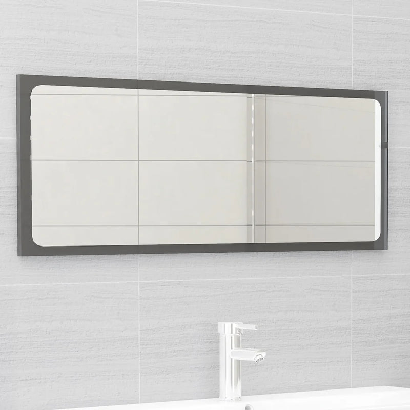 2 Piece Bathroom Furniture Set High Gloss Grey Engineered Wood
