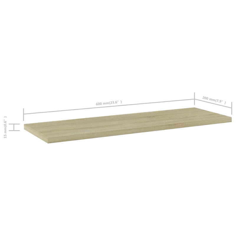 vidaXL Bookshelf Boards 8 pcs Sonoma Oak 60x20x1.5 cm Engineered Wood