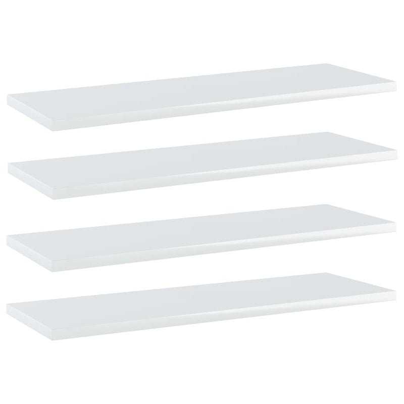 vidaXL Bookshelf Boards 4 pcs High Gloss White 60x20x1.5 cm Engineered Wood