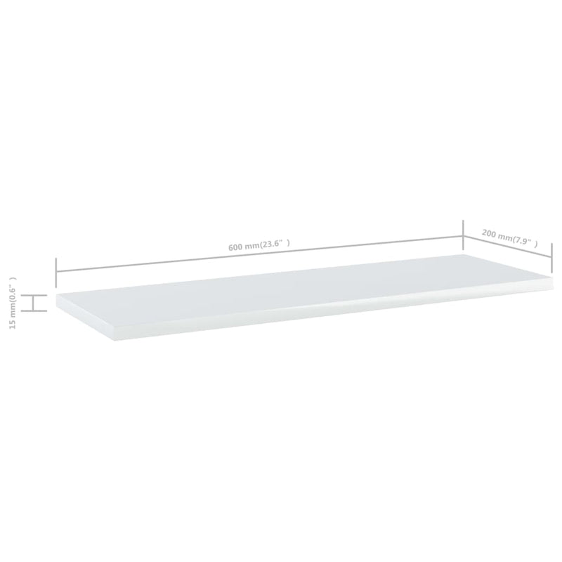 vidaXL Bookshelf Boards 4 pcs High Gloss White 60x20x1.5 cm Engineered Wood