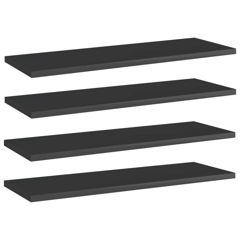 vidaXL Bookshelf Boards 4 pcs High Gloss Black 60x20x1.5 cm Engineered Wood