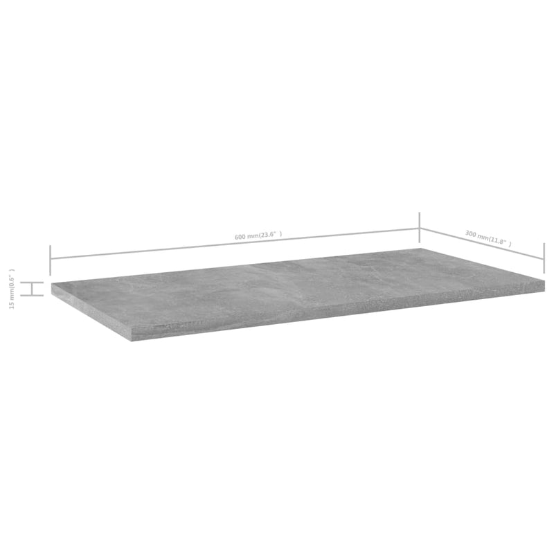 vidaXL Bookshelf Boards 8 pcs Concrete Grey 60x30x1.5 cm Engineered Wood