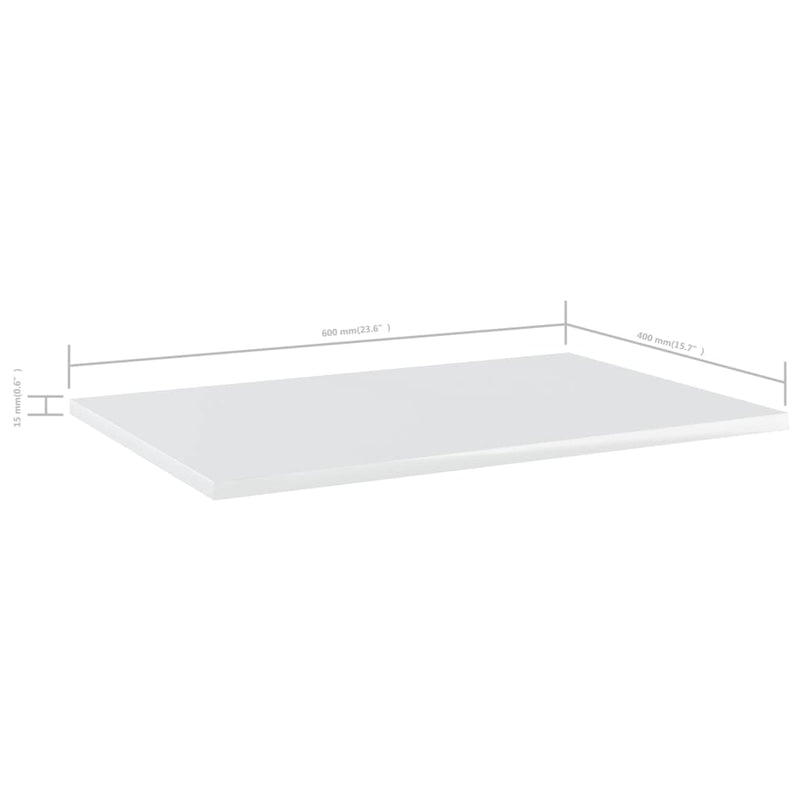 vidaXL Bookshelf Boards 4 pcs High Gloss White 60x40x1.5 cm Engineered Wood