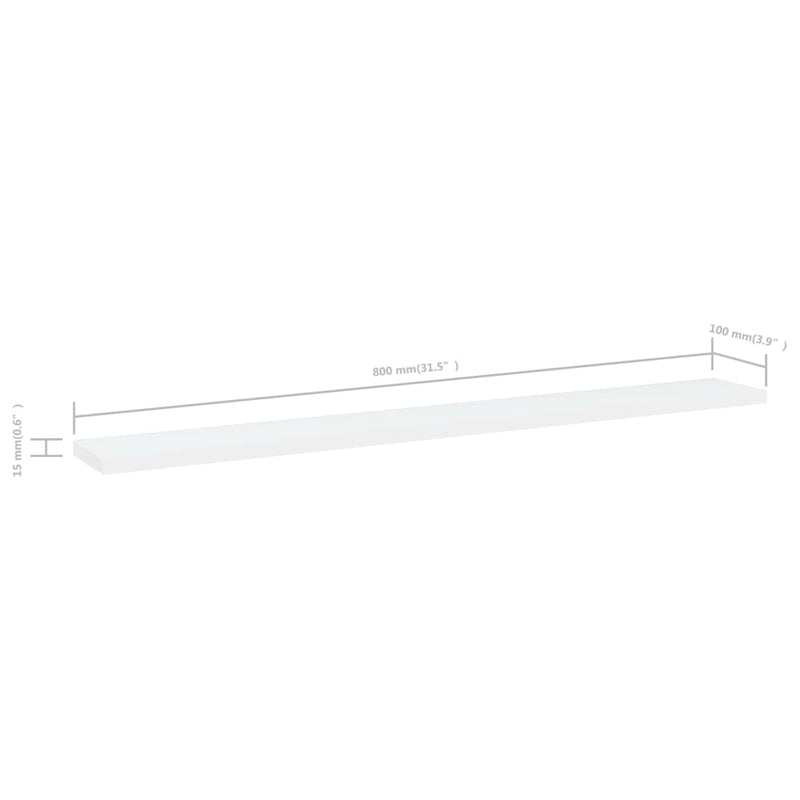 vidaXL Bookshelf Boards 8 pcs White 80x10x1.5 cm Engineered Wood