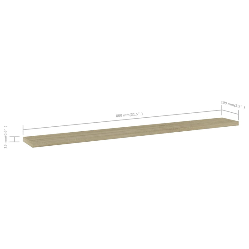 vidaXL Bookshelf Boards 8 pcs Sonoma Oak 80x10x1.5 cm Engineered Wood