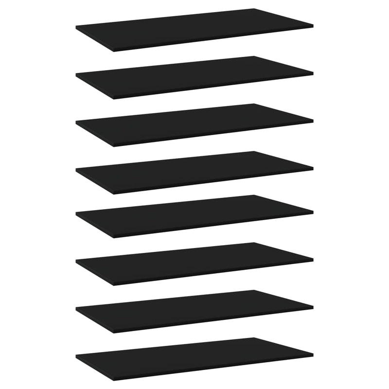 vidaXL Bookshelf Boards 8 pcs Black 80x30x1.5 cm Engineered Wood