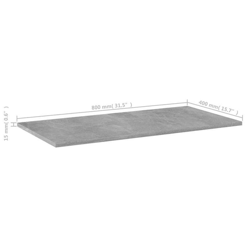vidaXL Bookshelf Boards 4 pcs Concrete Grey 80x40x1.5 cm Engineered Wood