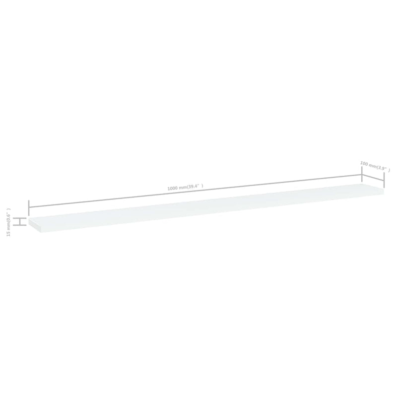 vidaXL Bookshelf Boards 8 pcs White 100x10x1.5 cm Engineered Wood