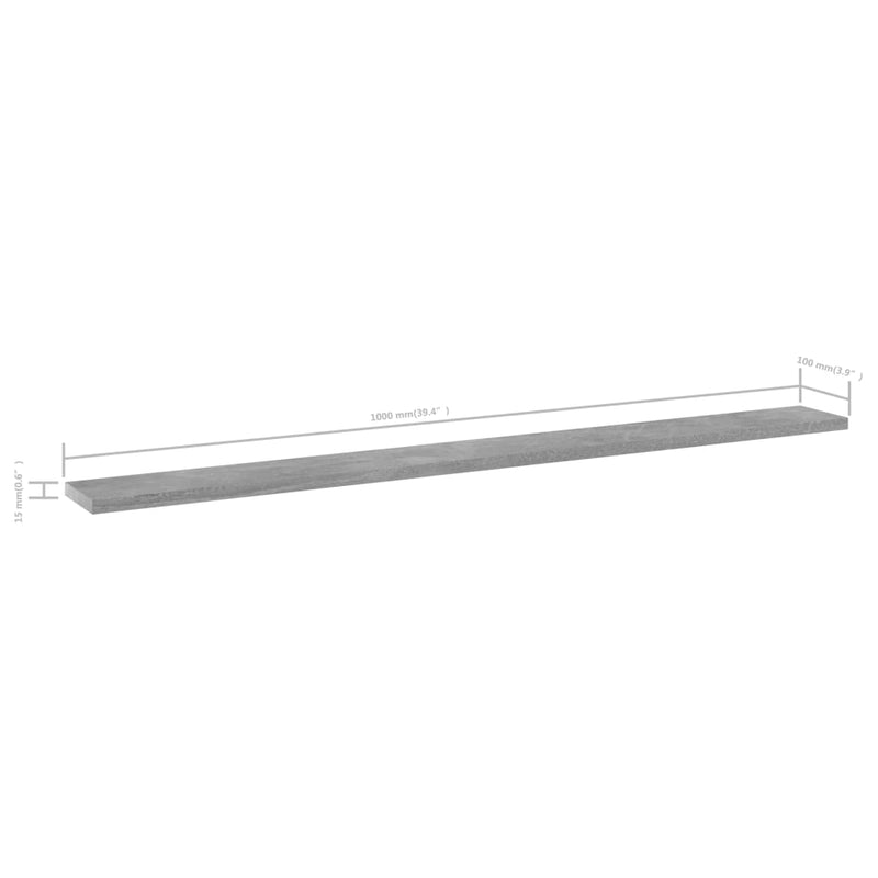 vidaXL Bookshelf Boards 8 pcs Concrete Grey 100x10x1.5 cm Engineered Wood