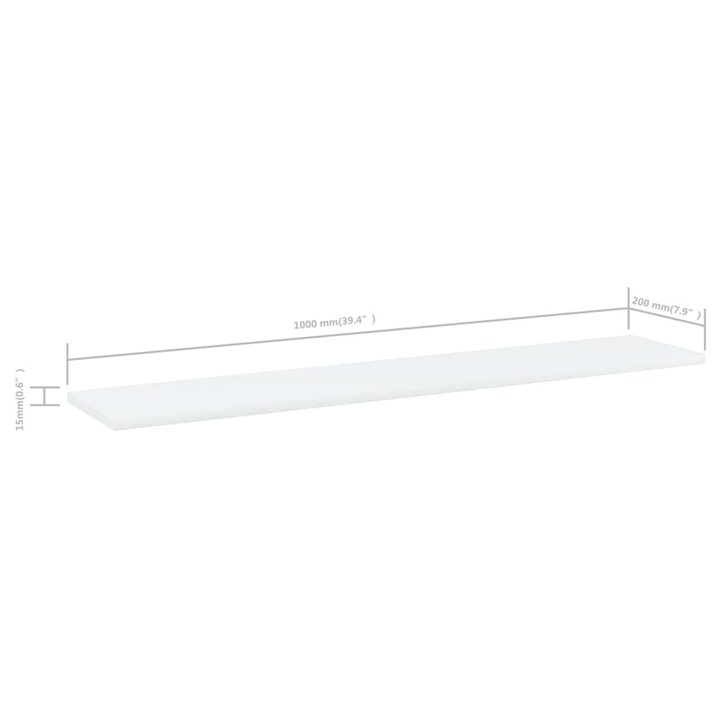 vidaXL Bookshelf Boards 4 pcs White 100x20x1.5 cm Engineered Wood