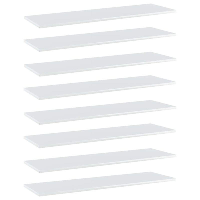 vidaXL Bookshelf Boards 8 pcs High Gloss White 100x30x1.5 cm Engineered Wood