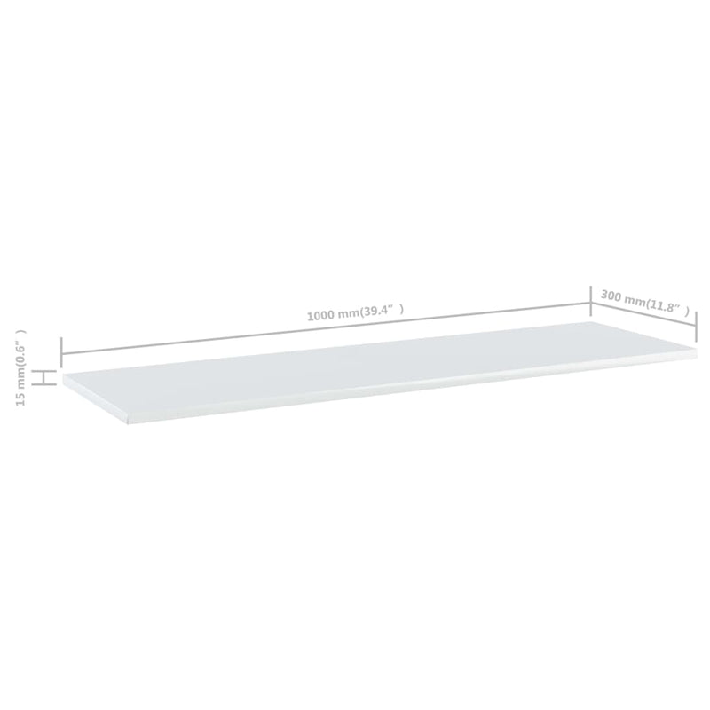 vidaXL Bookshelf Boards 8 pcs High Gloss White 100x30x1.5 cm Engineered Wood
