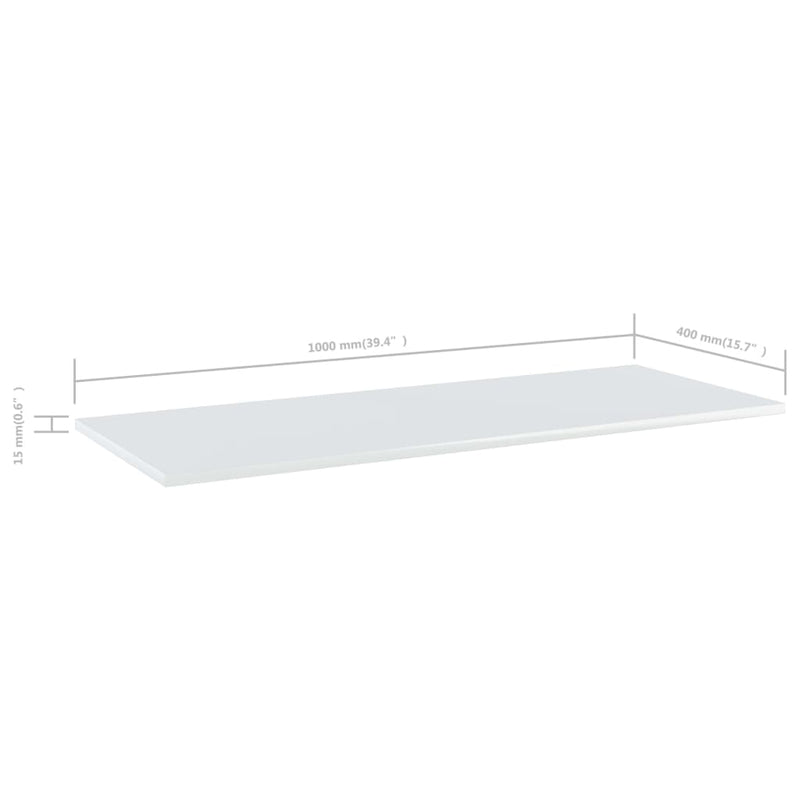 vidaXL Bookshelf Boards 4 pcs High Gloss White 100x40x1.5 cm Engineered Wood