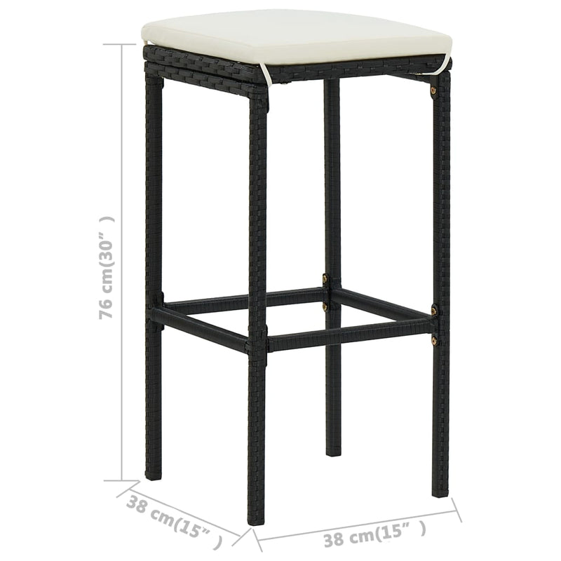 vidaXL 5 Piece Garden Bar Set with Cushions Poly Rattan Black