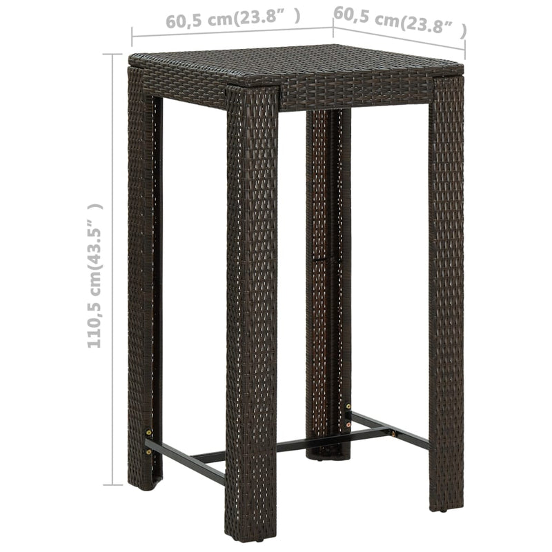 vidaXL 5 Piece Garden Bar Set with Cushions Poly Rattan Brown