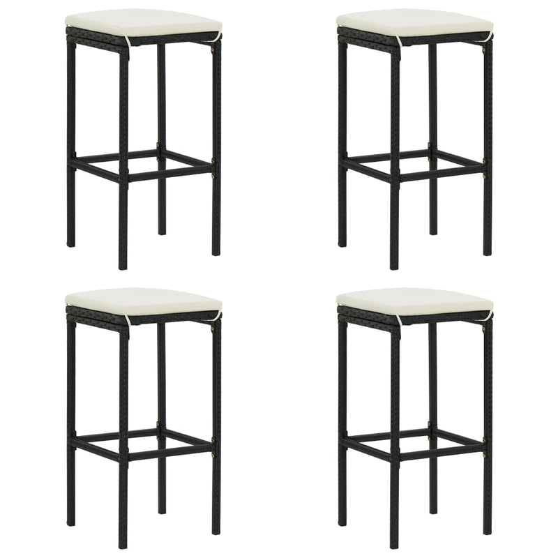 vidaXL 5 Piece Garden Bar Set with Cushions Poly Rattan Black